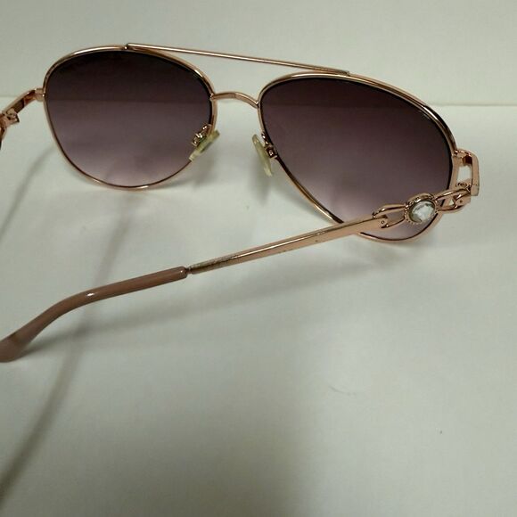 Judith Leiber Aviator Sunglasses Rose Gold Pink Gradient Crystal Accent JL main image 11
